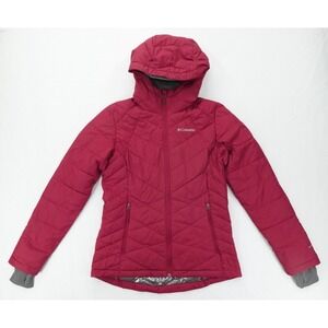 Columbia Puffer Jacket Womens Small Hooded Coat Omni Heat Insulated Lightweight